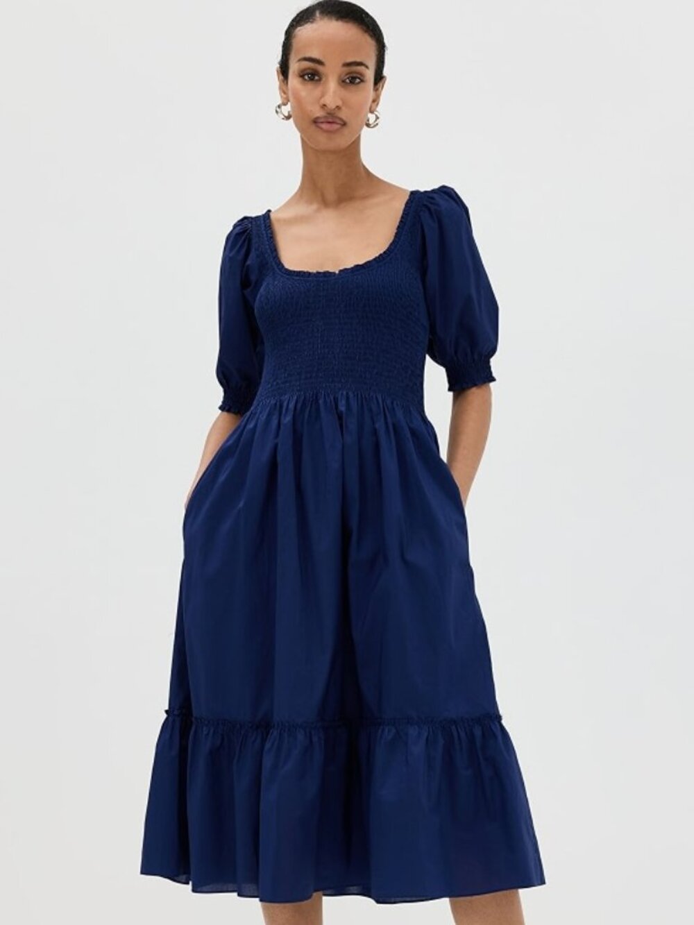Louisa Nap Dress in Navy Cotton Size L -- GUC